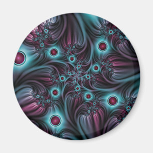 In die Tiefe Abstraktes Fraktal Blau rosa Kunst Magnet