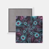 In die Tiefe Abstraktes Fraktal Blau rosa Kunst Magnet (Vorderseite/Rückseite)