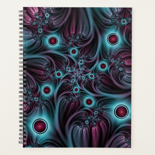 In die Tiefe Abstraktes Fraktal Blau rosa Kunst Planer (Vorderseite)