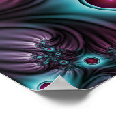 In die Tiefe Abstraktes Fraktal Blau rosa Kunst Poster (Ecke)