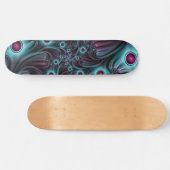 In die Tiefe Abstraktes Fraktal Blau rosa Kunst Skateboard (Horizontal)