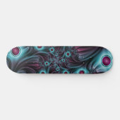 In die Tiefe Abstraktes Fraktal Blau rosa Kunst Skateboard (Horizontal)