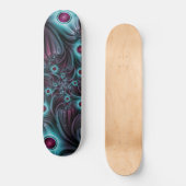 In die Tiefe Abstraktes Fraktal Blau rosa Kunst Skateboard (Vorderseite)