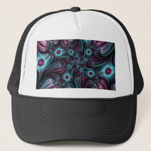 In die Tiefe Abstraktes Fraktal Blau rosa Kunst Truckerkappe