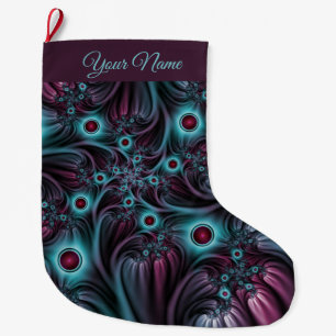 In die Tiefe Blau Rosa Abstrakter Name des Fraktal Großer Weihnachtsstrumpf