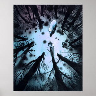 In die Tiefe, das dunkle Holzposter drucken Wand K Poster