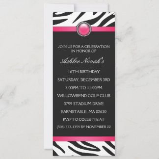 In die Wild Zebra Print Sweet 16 Geburtstagsparty Einladung