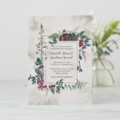 In die wilde rustikale Hochzeit des Burgunders Einladung (Stehend Vorderseite)