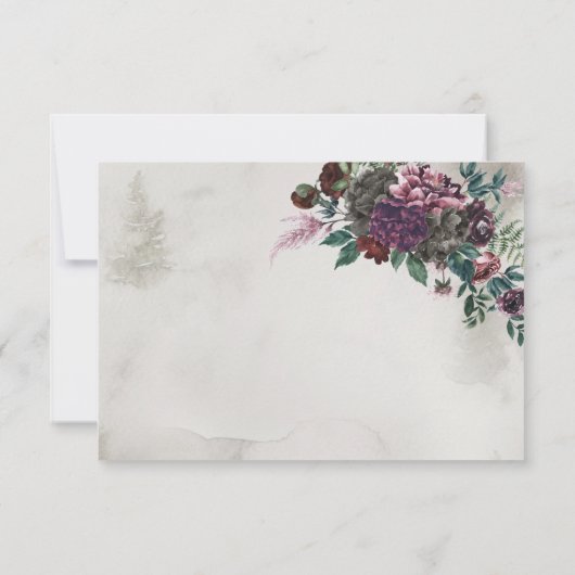 In die wilde rustikale Hochzeit des Burgunders RSVP Karte (Rückseite)