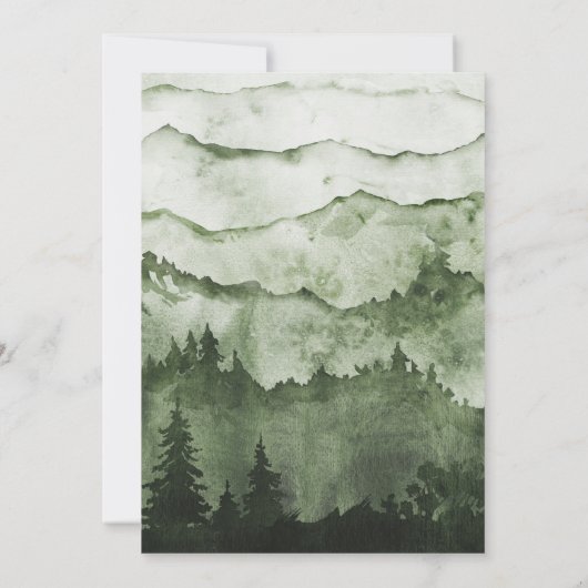 In die wilde smaragdgrüne Nebelgebirgslandschaft - Einladung (Rückseite)