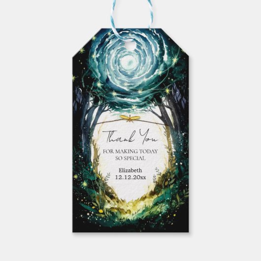 In die Woods Woodland Babydusche Geschenkanhänger (Vorderseite)