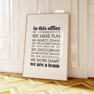 In diesem Büro gelten Regeln, Teamarbeit Zitat Dru Poster