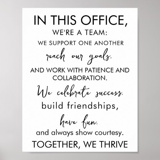 In diesem Büro sind wir ein Team - Inspirationsarb Poster (Vorne)