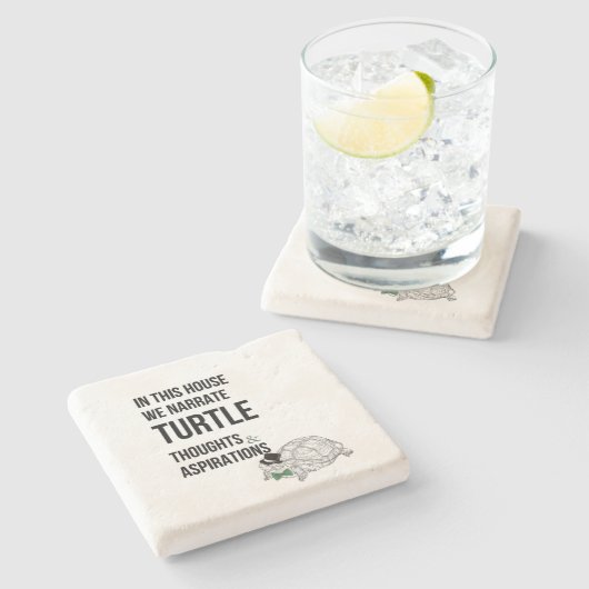 IN DIESEM HAUS Funny TURTLE Liebhaber zitieren Steinuntersetzer (Seitenansicht)