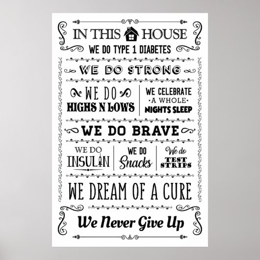 In diesem Haus geben wir niemals auf, Typ 1 Diabet Poster (Vorne)