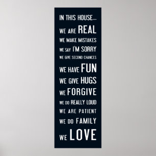 In diesem Haus... wir Liebe, ein dunkelblaues Plak Poster