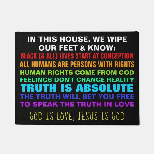 In diesem Haus wissen wir, dass Gott die Liebe Doo Fußmatte (Vorderseite)