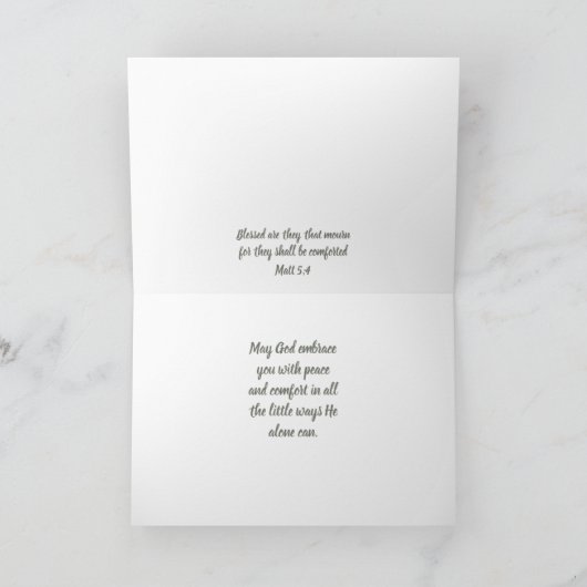 In dieser Zeit des Verlustes, die Schrift Comfort Karte (Innenseite)