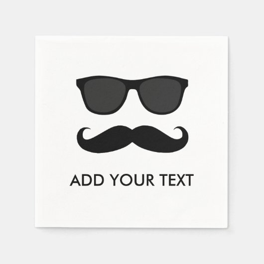 IN DISGUISE BLACK MUSTACHE SUNGLASSEN PARTY SERVIETTE (Vorderseite)