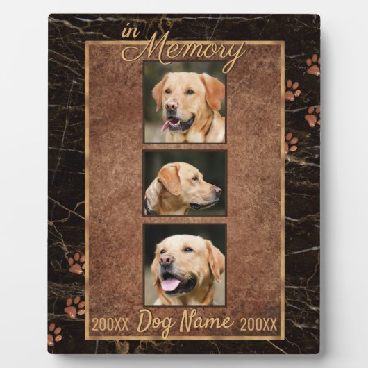 In Dog Memory Marble Rustic Gold Keepsake Fotoplatte (Vorderseite)