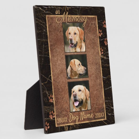 In Dog Memory Marble Rustic Gold Keepsake Fotoplatte (Seite)