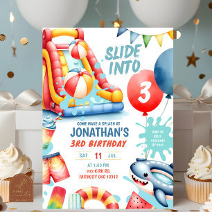 In drei Pool-Geburtstagsparty gleiten Einladung