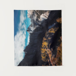 In Ehrfurcht vor den Bergen Wandteppich