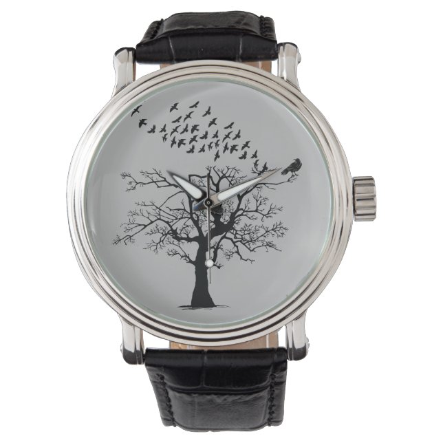 In einem Baumschwarz gekrönt raven watch Armbanduhr (Vorderseite)