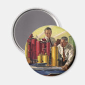 In einem Büro arbeitende Architekten, Vintage Unte Magnet (Vorderseite/Rückseite)