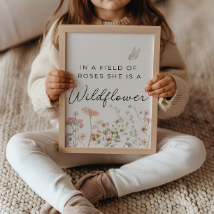 In einem Feld der Rosen Wildblumen-Kinderzimmer-Ku Poster