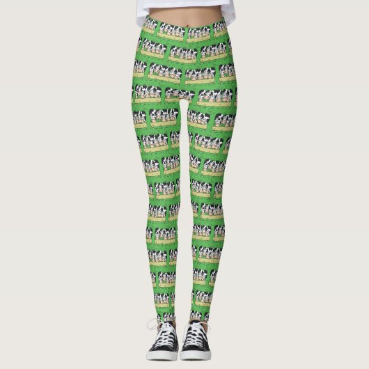 In einem Felddesign Fütternd Kühe Leggings (Vorderseite)