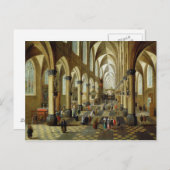 In einem kirchlichen Innern versammelte Figuren Postkarte (Vorne/Hinten)