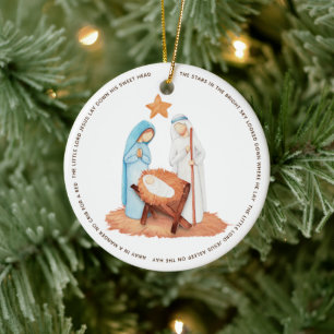In einem Manager Carol Simplistic Nativity Keramik Ornament