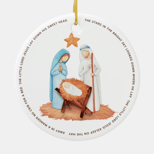 In einem Manager Carol Simplistic Nativity Keramik Ornament (Hinten)