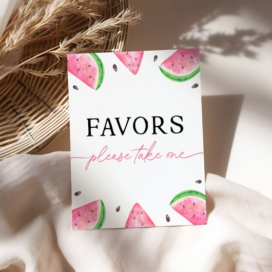 In einem Melon-Tisch signiert Wassermelone favoris Sockelschild