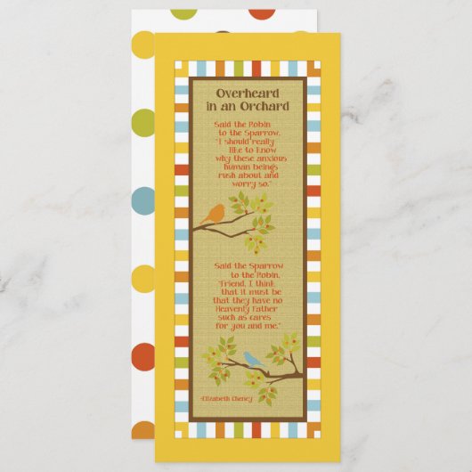In einem Orchard-Lesezeichen (Robin & Sparrow) Einladung (Vorne/Hinten)