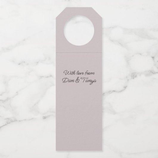 In einem rosa Bogen gefangen Flaschenanhänger (Rückseite)