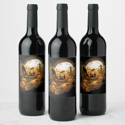 In einem Spooky-Pflaster gefangen Weinetikett (Flaschen)