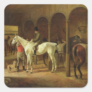 In einem Stall Quadratischer Aufkleber