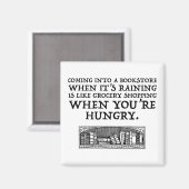 In einen Buchladen kommen, wenn es regnet Magnet (Vorderseite/Rückseite)