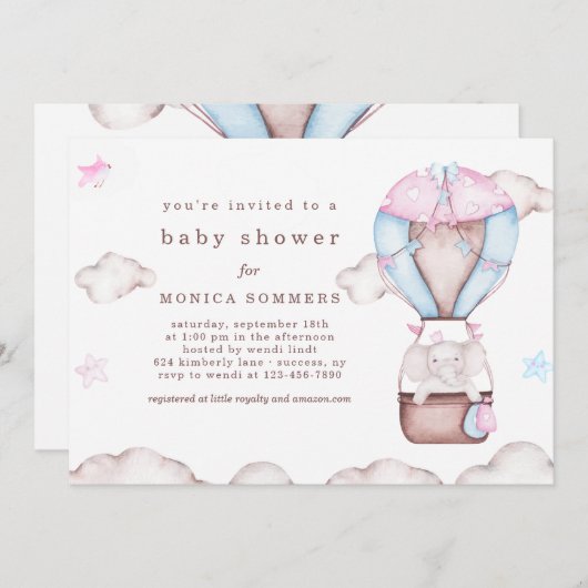 In einer Cloud-Kinderdusche Einladung (Vorne/Hinten)