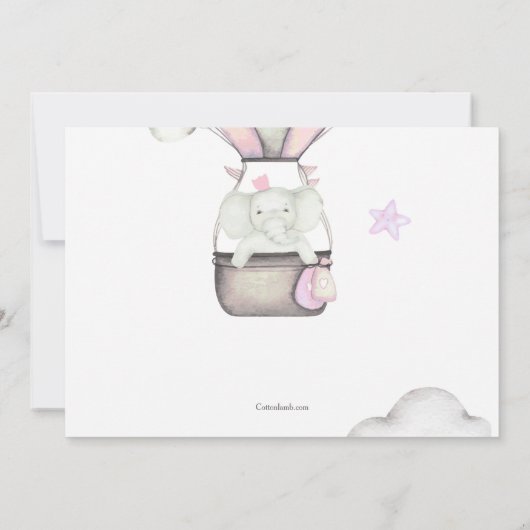 In einer Cloud (rosa) Kinderdusche Einladung (Rückseite)