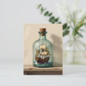 In einer Flasche verschicken | Behalt in Touch Postkarte (Stehend Vorderseite)