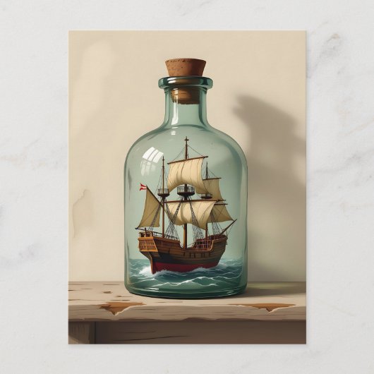 In einer Flasche verschicken | Behalt in Touch Postkarte (Vorderseite)