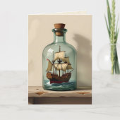 In einer Flasche verschicken | Happy Birthday Vate Karte (Vorderseite)