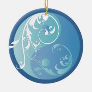 In einer Liste verzeichnen blauer Yin u. Keramikornament