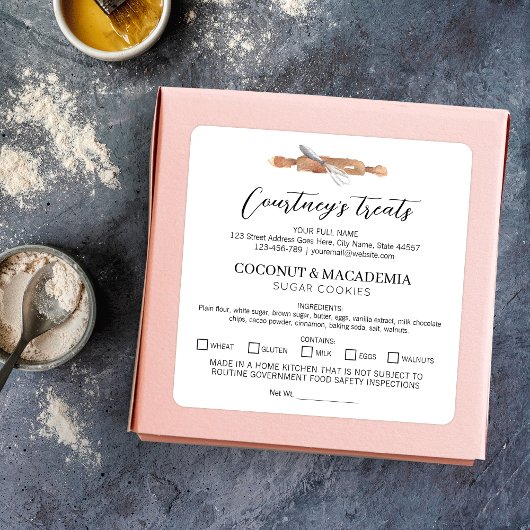 In einer Zuhause Küche Zutaten Aquarellkunst gemac Quadratischer Aufkleber