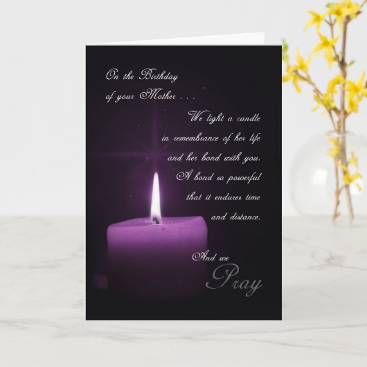 In Erinnerung an die Lila Kerze der Mutter zum Geb Karte (Gelbe Blume)