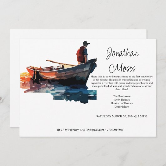 In Erinnerung an eine verstorbene geliebte Person. Einladung (Vorne/Hinten)