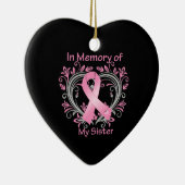 In Erinnerung an mein Schwester Brustkrebs Herz Keramik Ornament (Rechts)